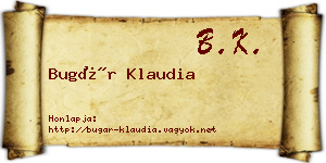 Bugár Klaudia névjegykártya